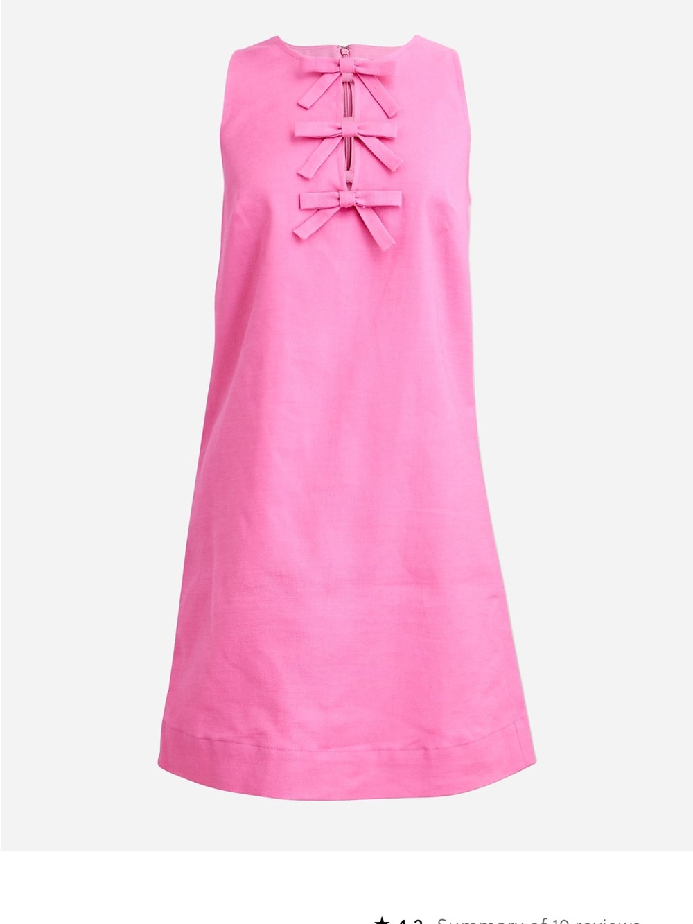 NWT J. Crew Pink Sleeveless Bow-Front Mini Dress